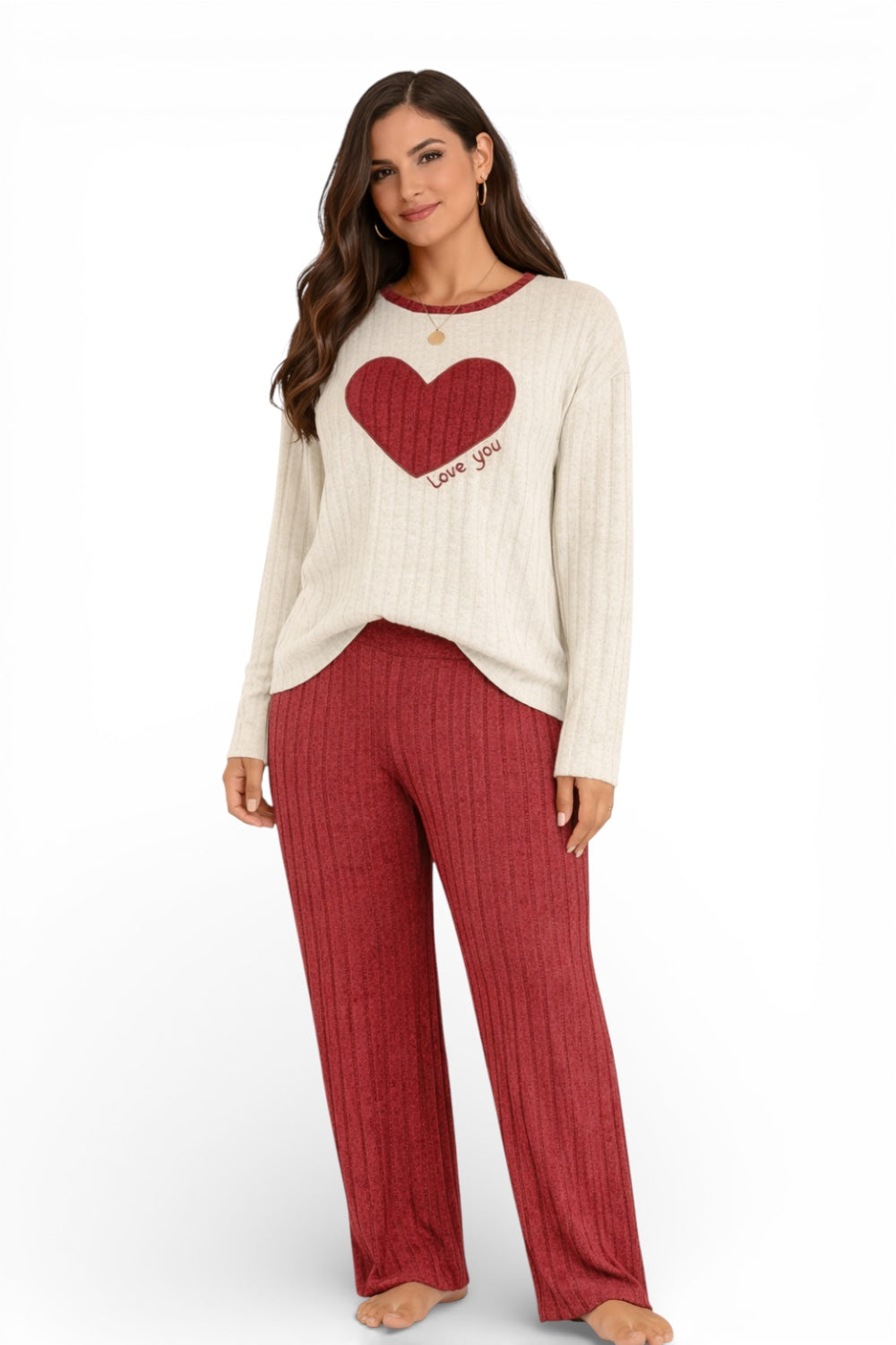 Women’s Pajama Set Soft Knit Long Sleeve Lounge Wear