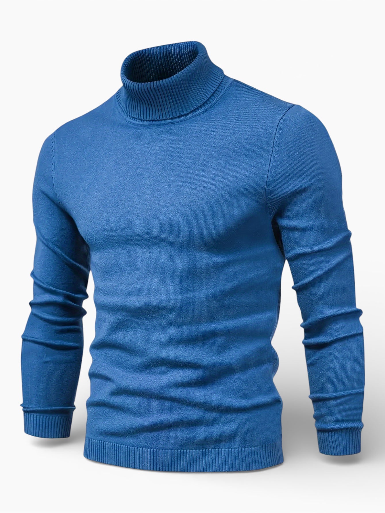 Mock Neck Sweater Premium Cotton Slim Fit Men
