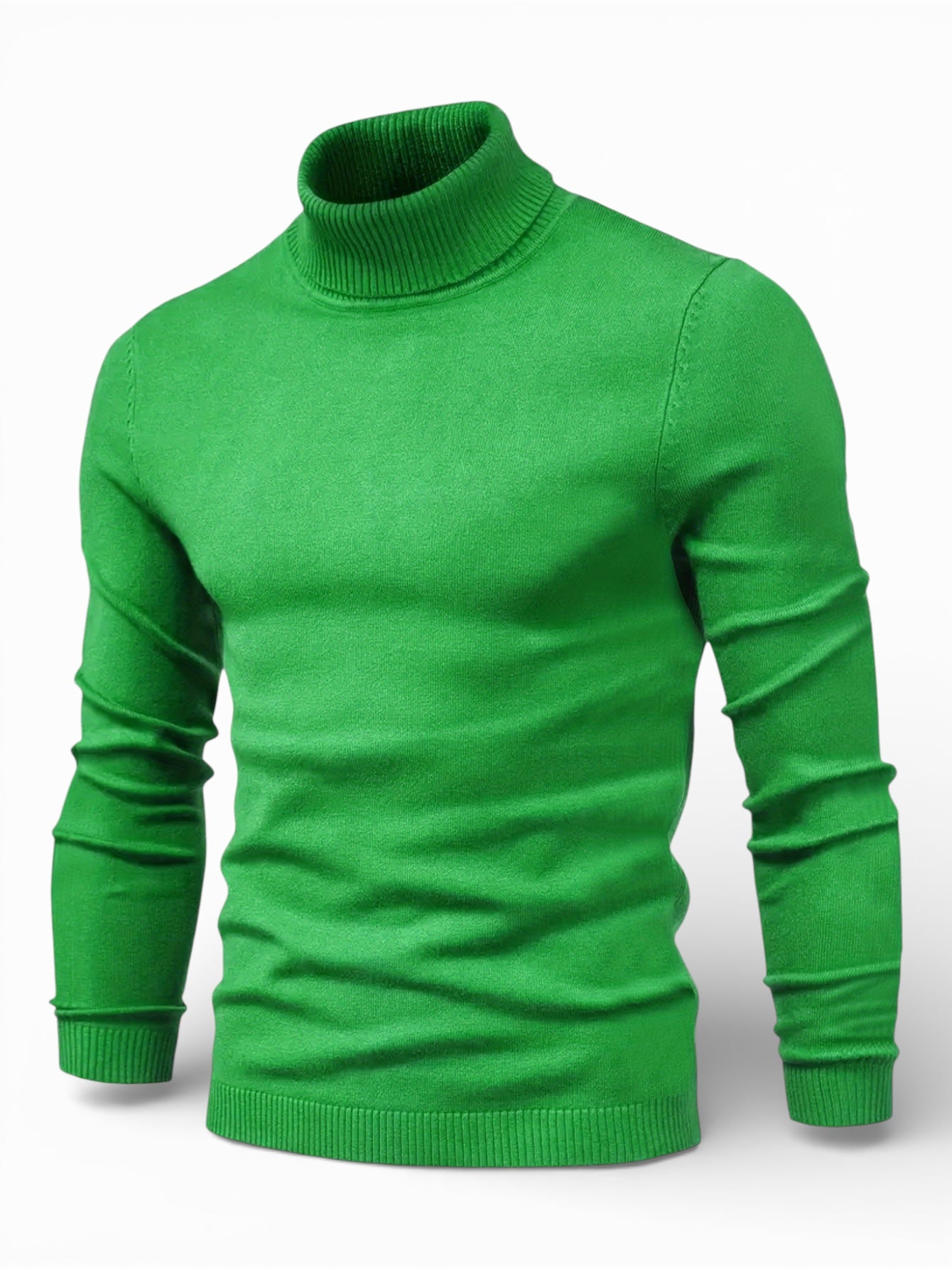 Mock Neck Sweater Premium Cotton Slim Fit Men