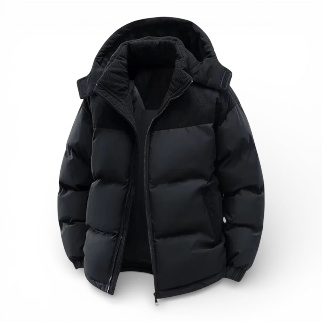 Men’s Hooded Puffer Jacket with Insulated Padding and Classic Fit