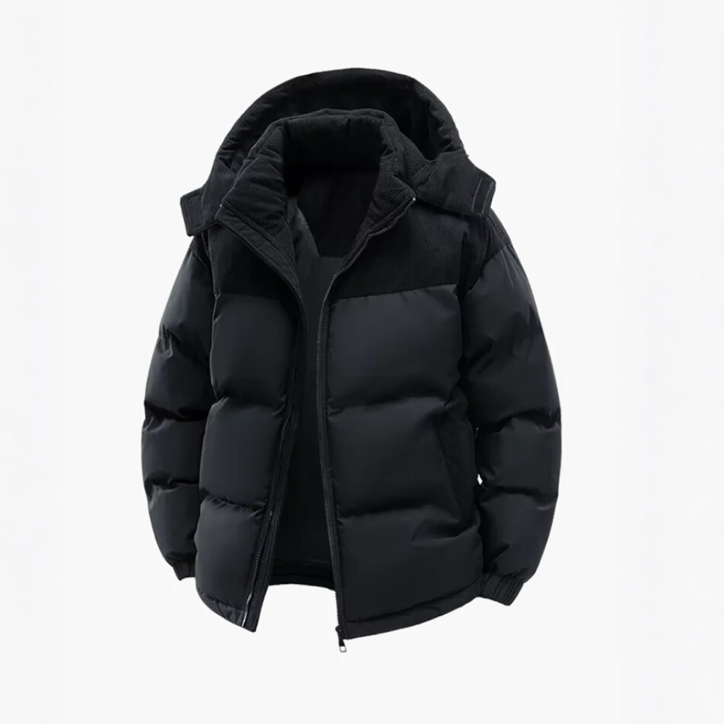 Mason Insulated Hooded Puffer Jacket – Stylish Winter Coat for Men Black