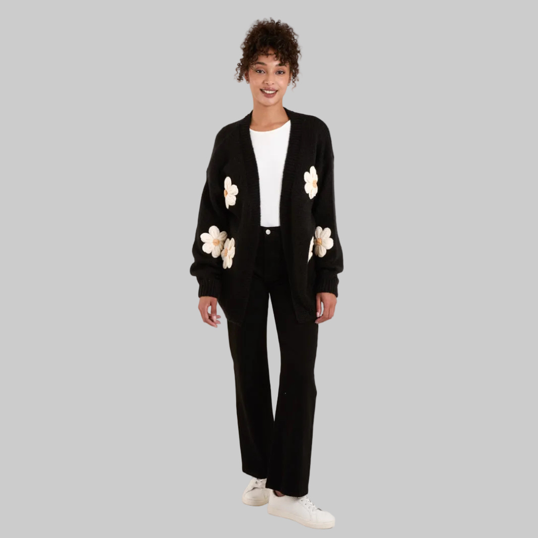Daisy Large Flower Cardigan
