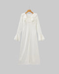 Pearl Button Ruffle Midi Dress