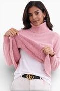 Women’s Knit Pullover Soft Polyester High Collar Fall Winter