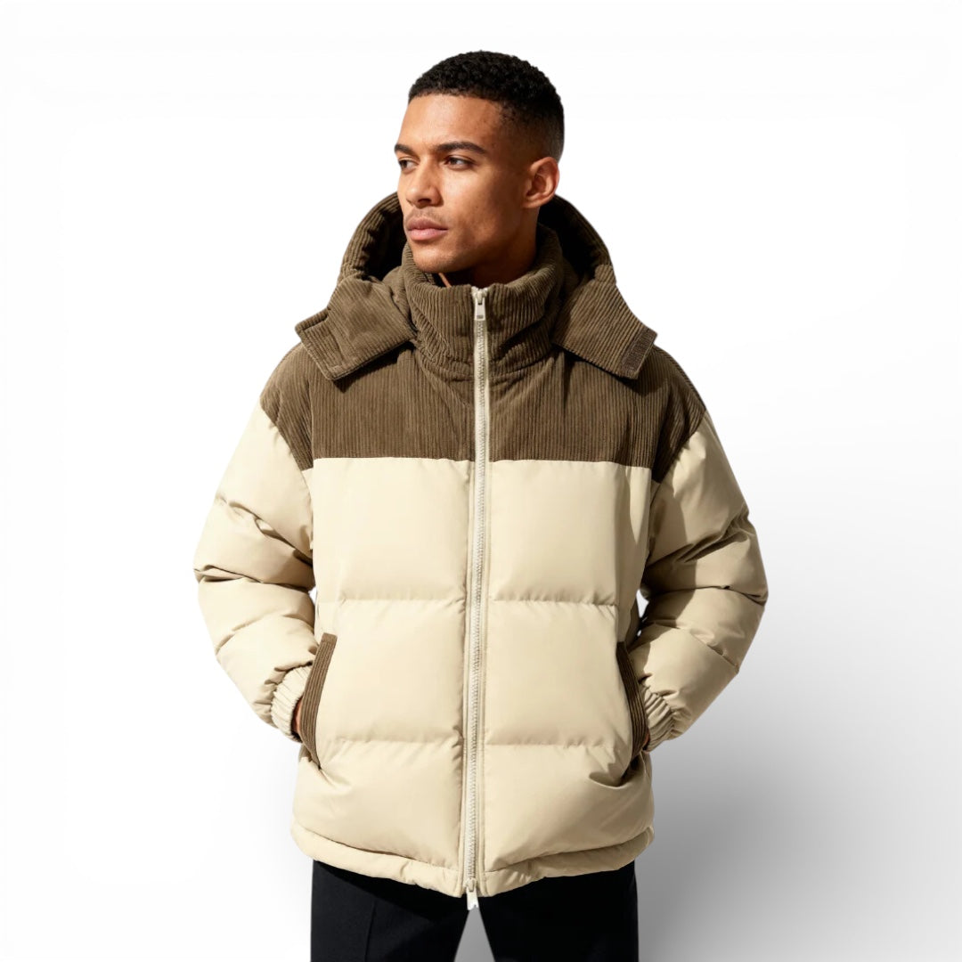 Men’s Hooded Puffer Jacket with Insulated Padding and Classic Fit