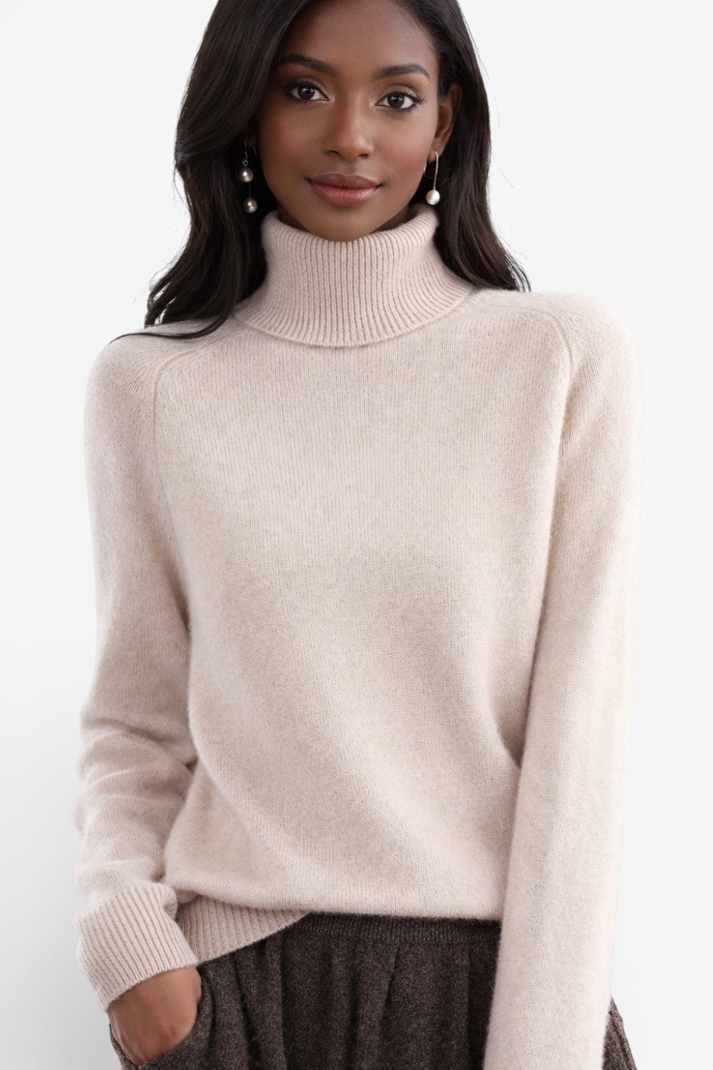 Women’s Knit Turtleneck Sweater in Acrylic Blend