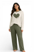Women’s Pajama Set Soft Knit Long Sleeve Lounge Wear