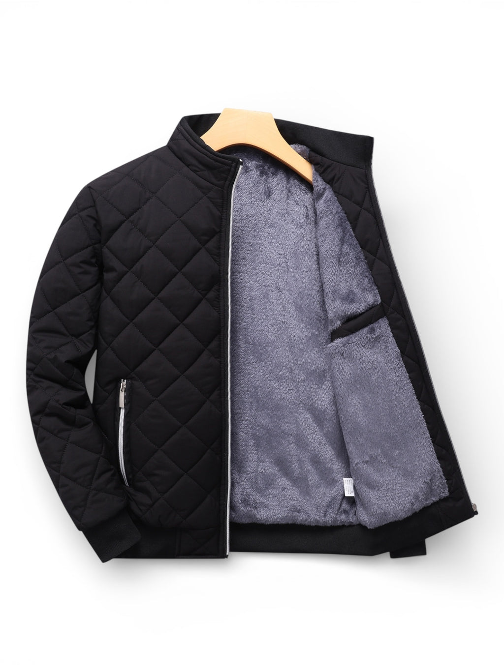 Men’s Quilted Polyester Vest with Fleece Lining for Warmth