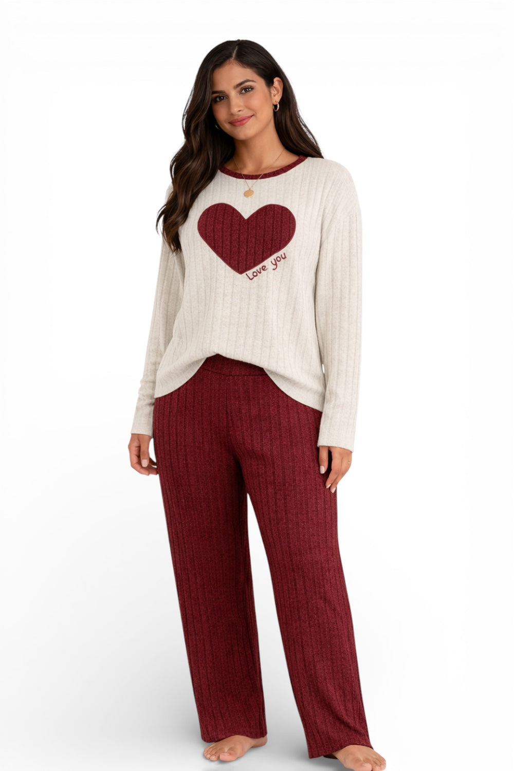 Women’s Pajama Set Soft Knit Long Sleeve Lounge Wear