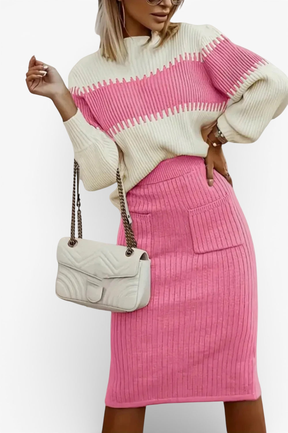 Women’s Ribbed Knit Midi Skirt in Viscose