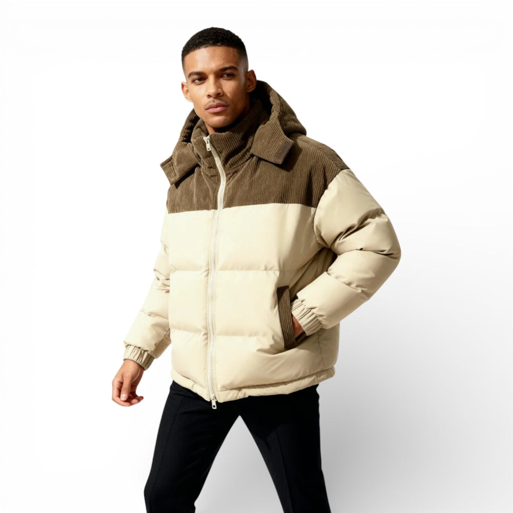 Men’s Hooded Puffer Jacket with Insulated Padding and Classic Fit