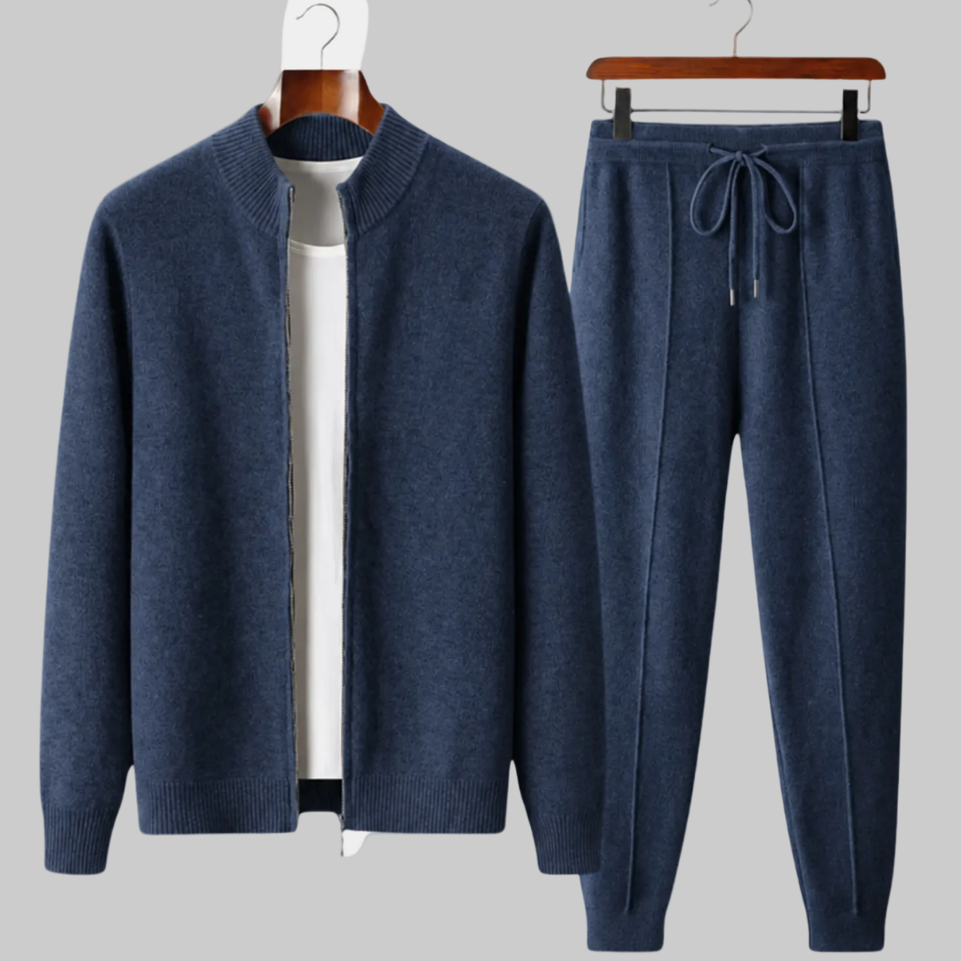 Pure Extra-Fine Merino Wool Navy Blue Luzzo Set