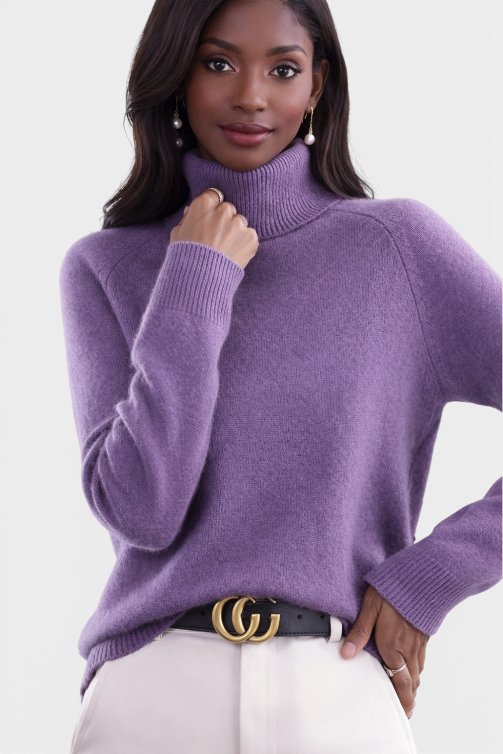 Women’s Knit Turtleneck Sweater in Acrylic Blend