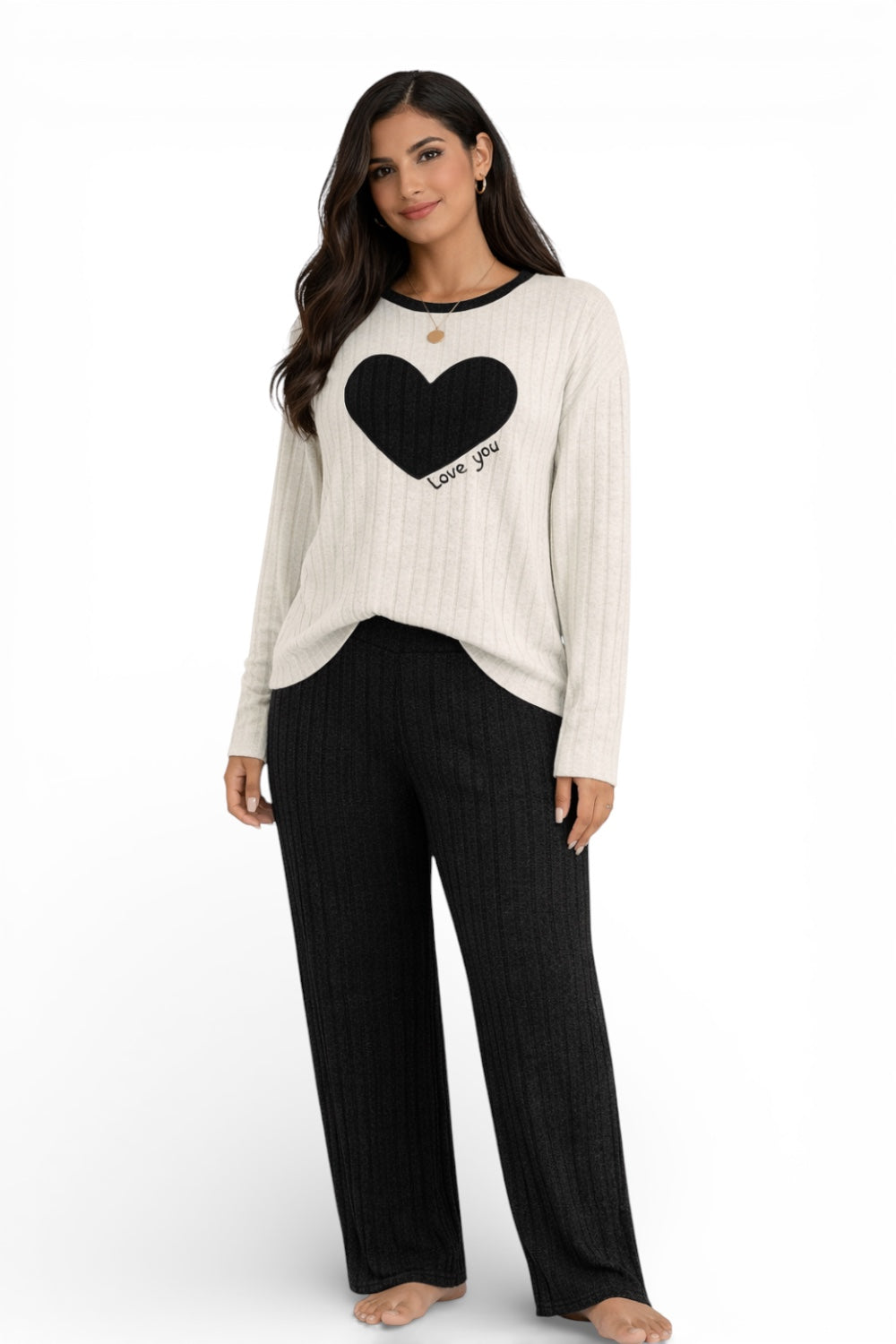 Women’s Pajama Set Soft Knit Long Sleeve Lounge Wear