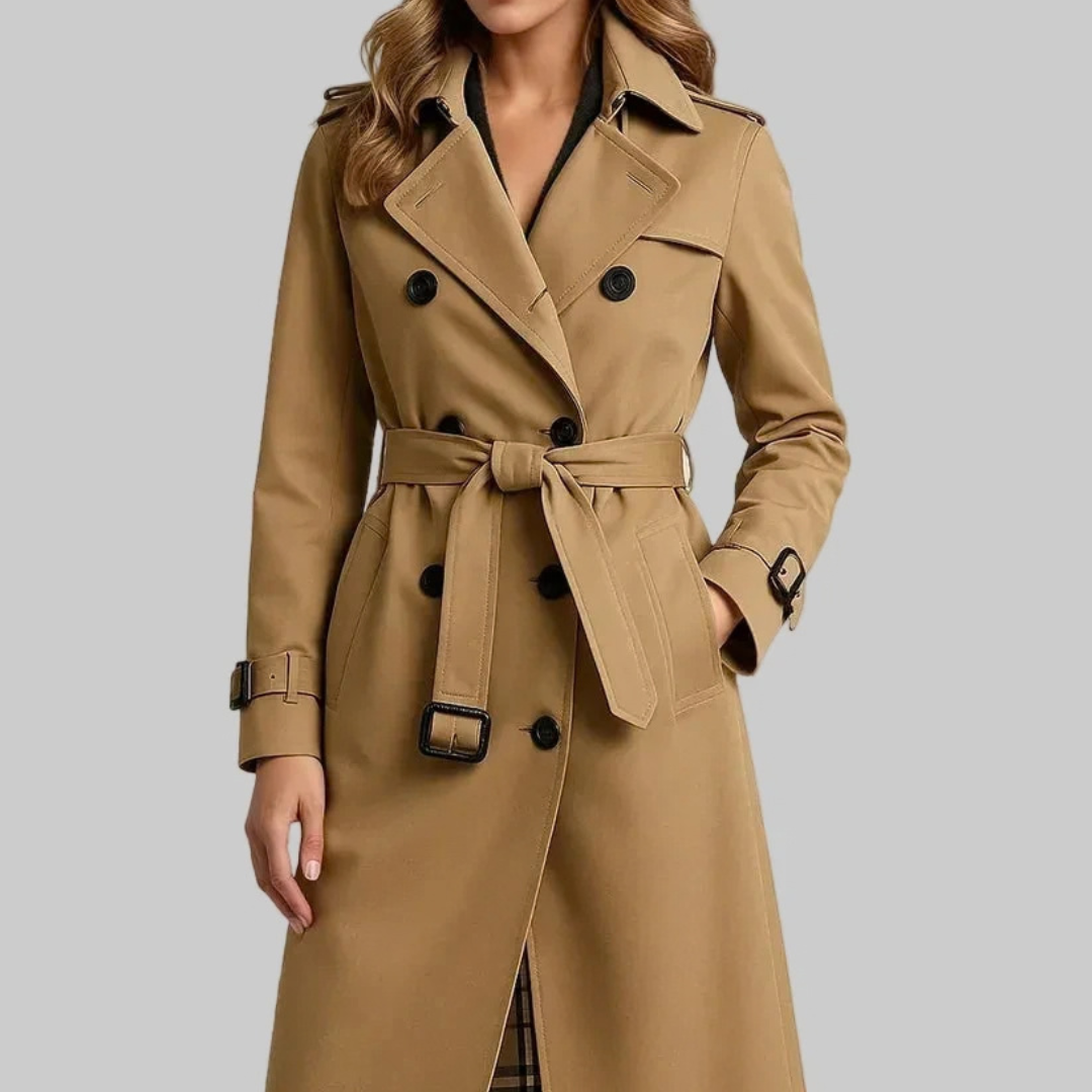 Women's Belted Double-Breasted Trench Coat