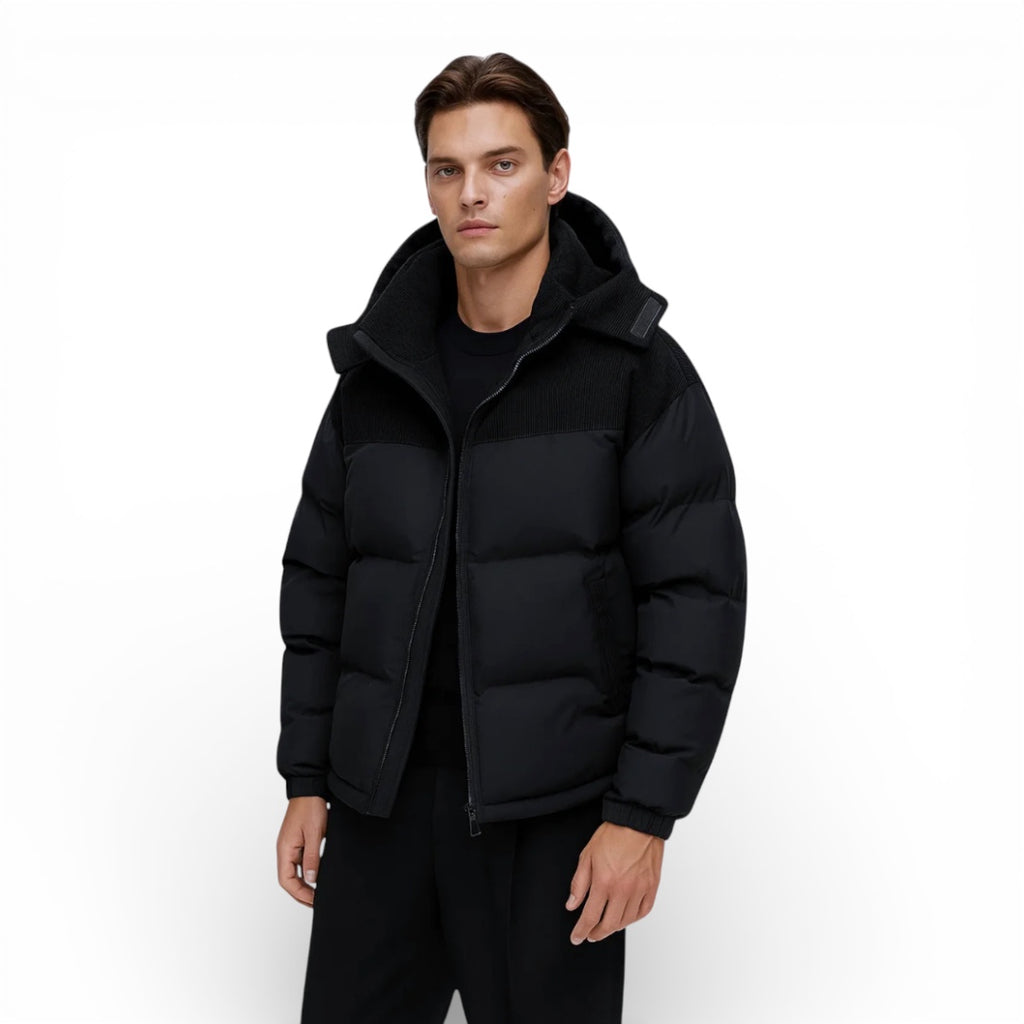 Men’s Hooded Puffer Jacket with Insulated Padding and Classic Fit