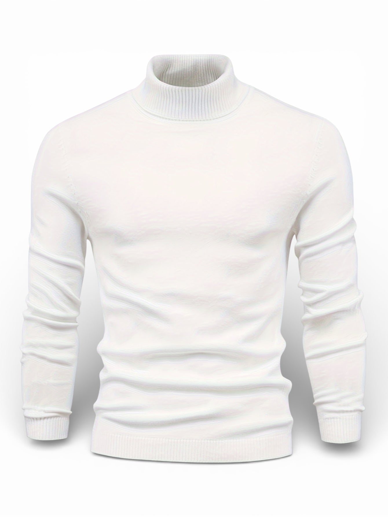 Mock Neck Sweater Premium Cotton Slim Fit Men