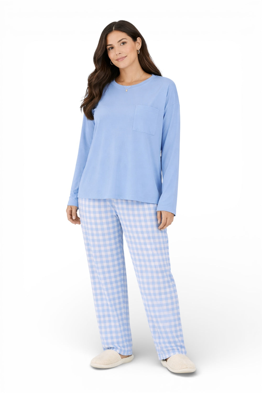 Women’s Pajama Set Lightweight Polyester Plaid Spring Fall Comfort