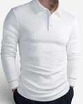 Knit Long Sleeve Polo Shirt in Polyester