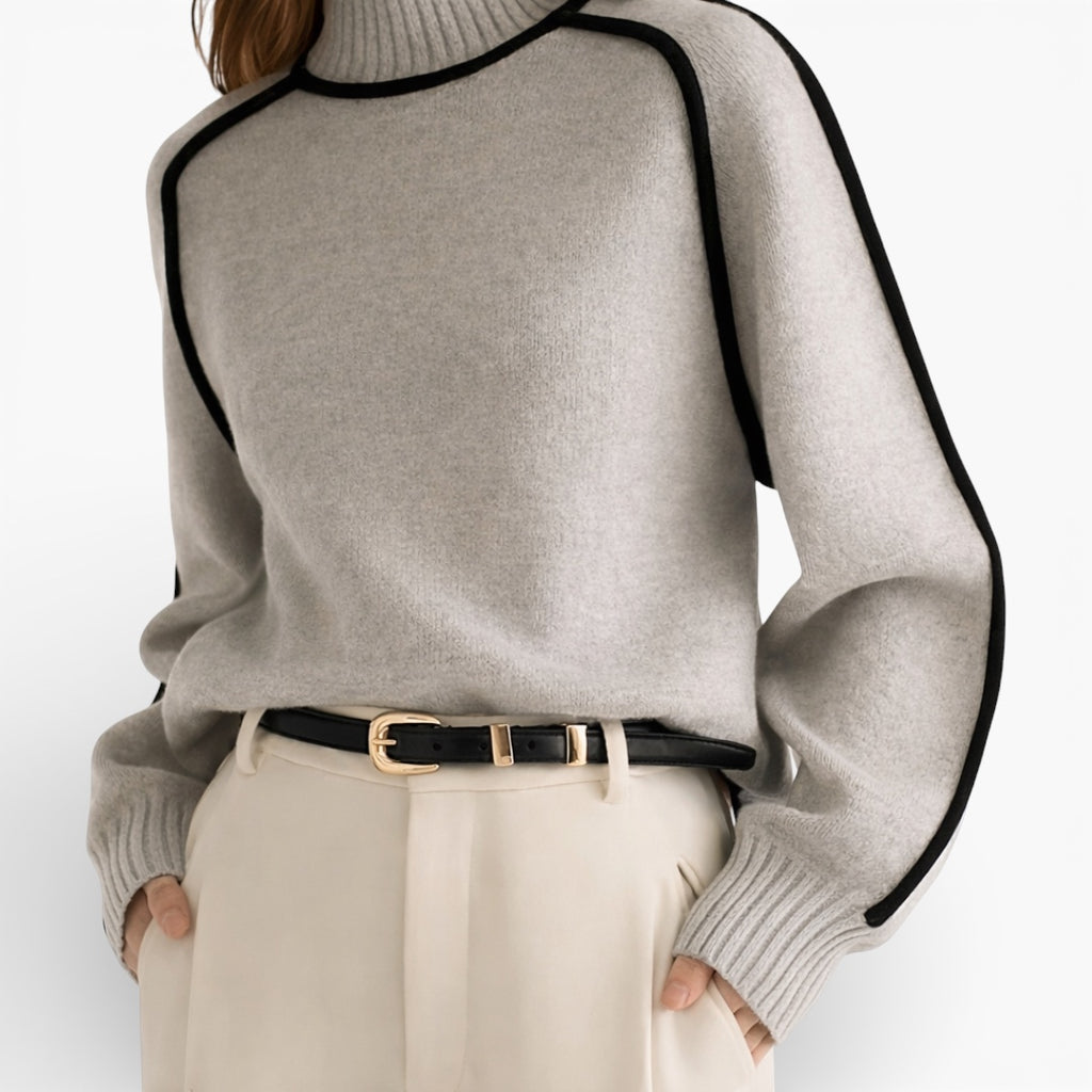 Women’s Knit Sweater High Neck Lightweight Stretch Elegant Fit