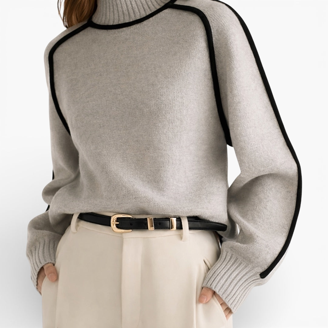 Women’s Knit Sweater High Neck Lightweight Stretch Elegant Fit