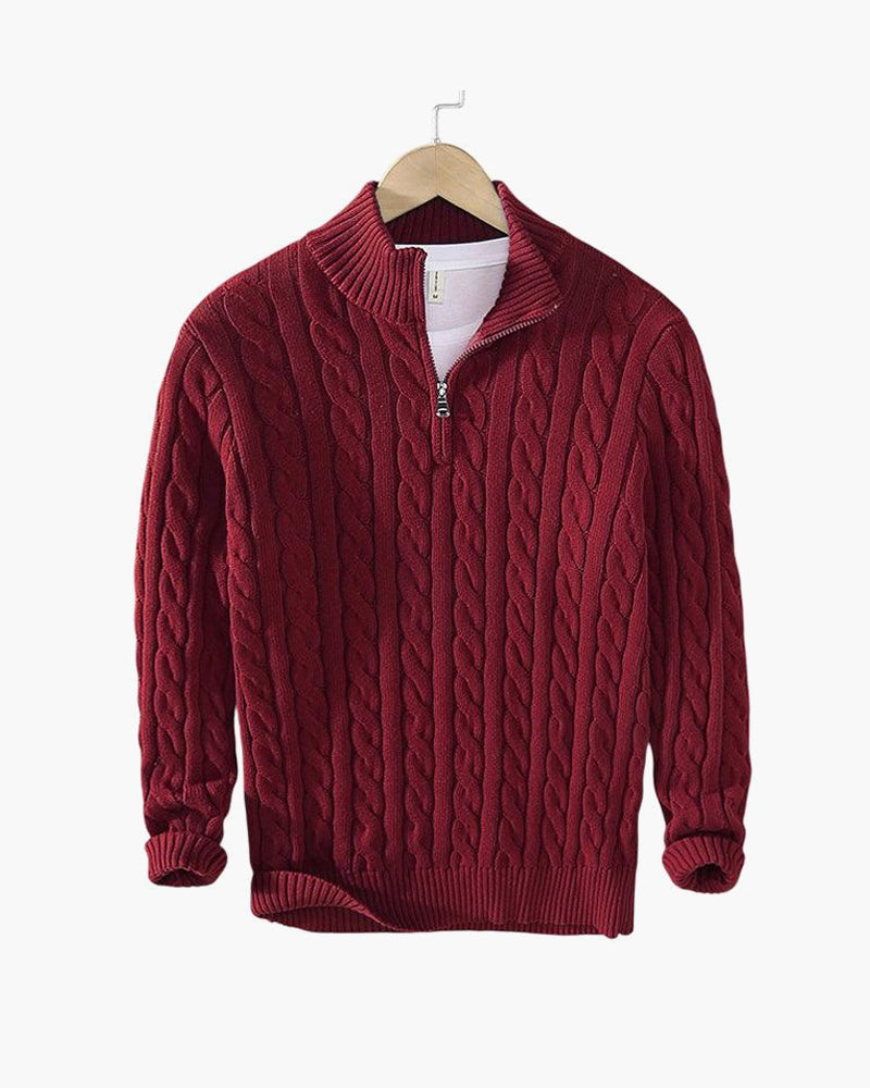 TAEBAEK Zipped Cable Sweater