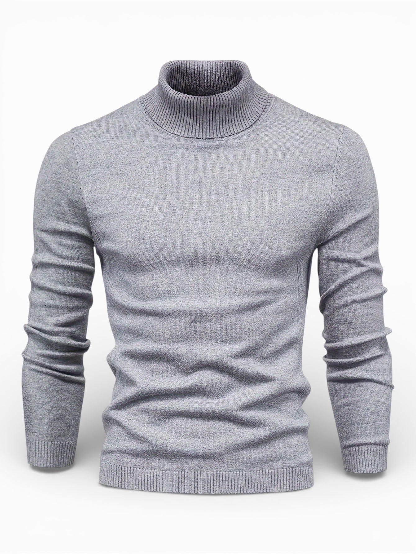 Mock Neck Sweater Premium Cotton Slim Fit Men