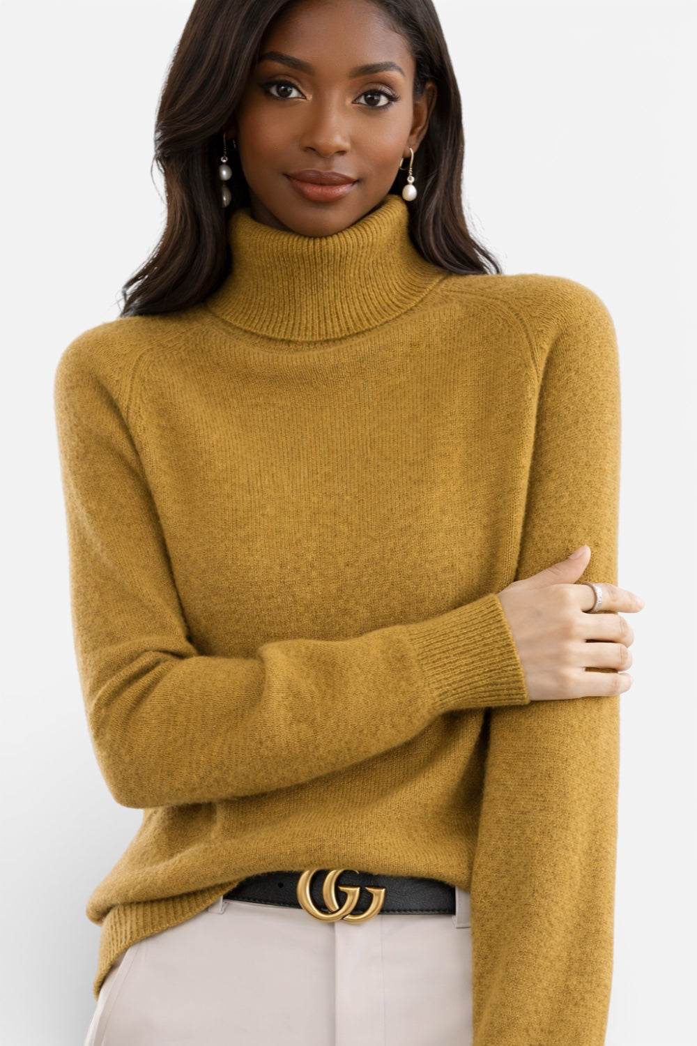 Women’s Knit Turtleneck Sweater in Acrylic Blend