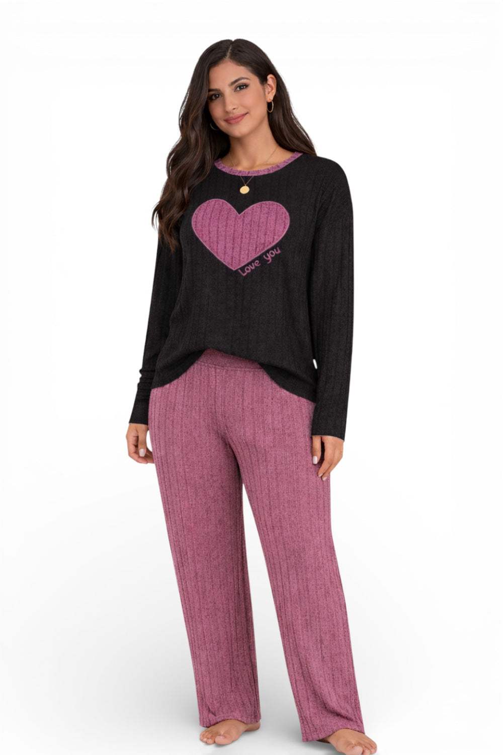 Women’s Pajama Set Soft Knit Long Sleeve Lounge Wear