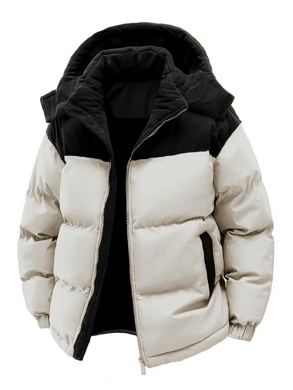 2025 Nieuw Product Heren Winter Warme Jas, Color-Block Dikke Warme Casual Hooded Jas, Camping Kerst Nieuwe Aanwinst