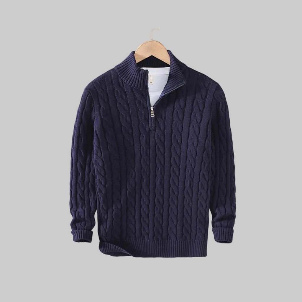 TAEBAEK Zipped Cable Sweater