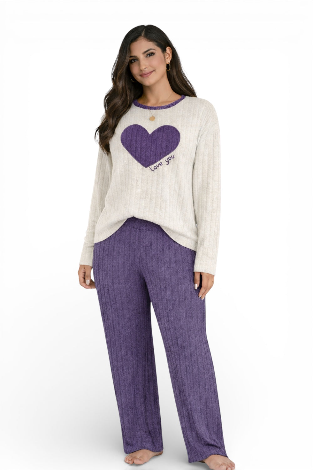 Women’s Pajama Set Soft Knit Long Sleeve Lounge Wear