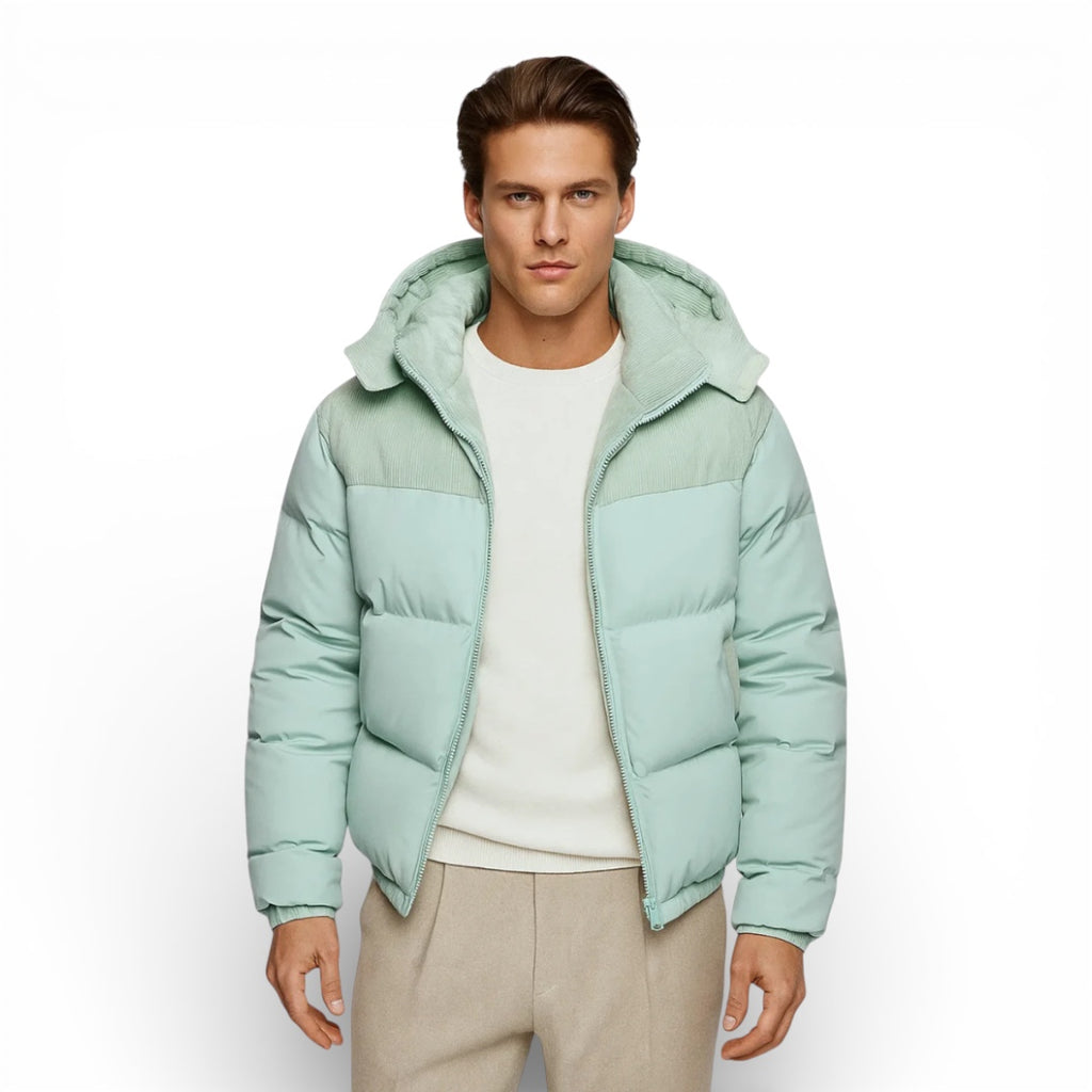 Men’s Hooded Puffer Jacket with Insulated Padding and Classic Fit