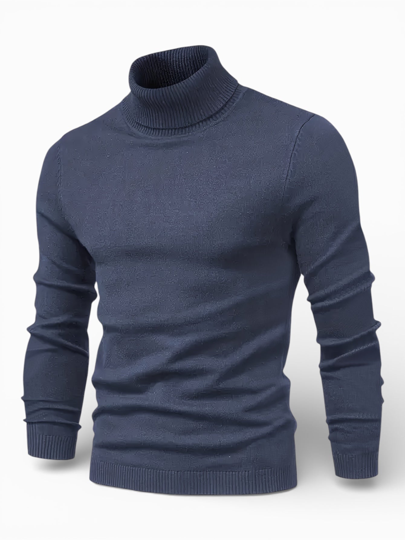 Mock Neck Sweater Premium Cotton Slim Fit Men