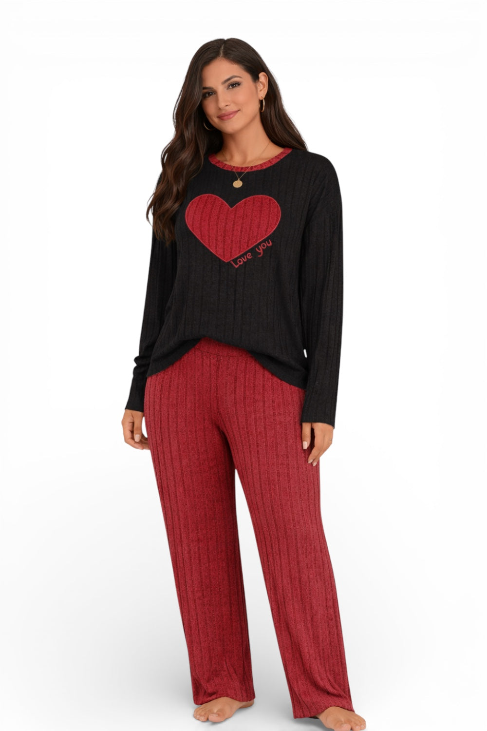 Women’s Pajama Set Soft Knit Long Sleeve Lounge Wear