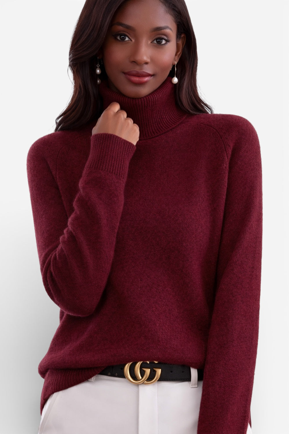 Women’s Knit Turtleneck Sweater in Acrylic Blend