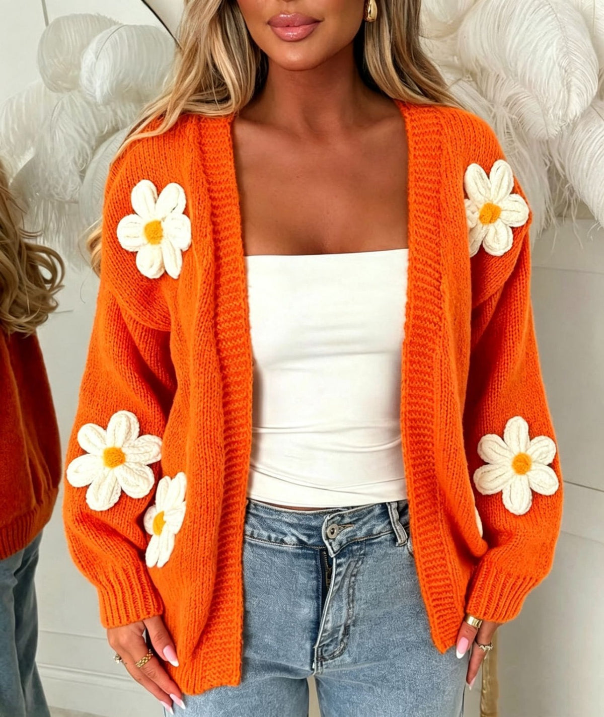 Daisy Large Flower Cardigan