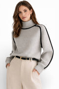 Women’s Knit Sweater High Neck Lightweight Stretch Elegant Fit
