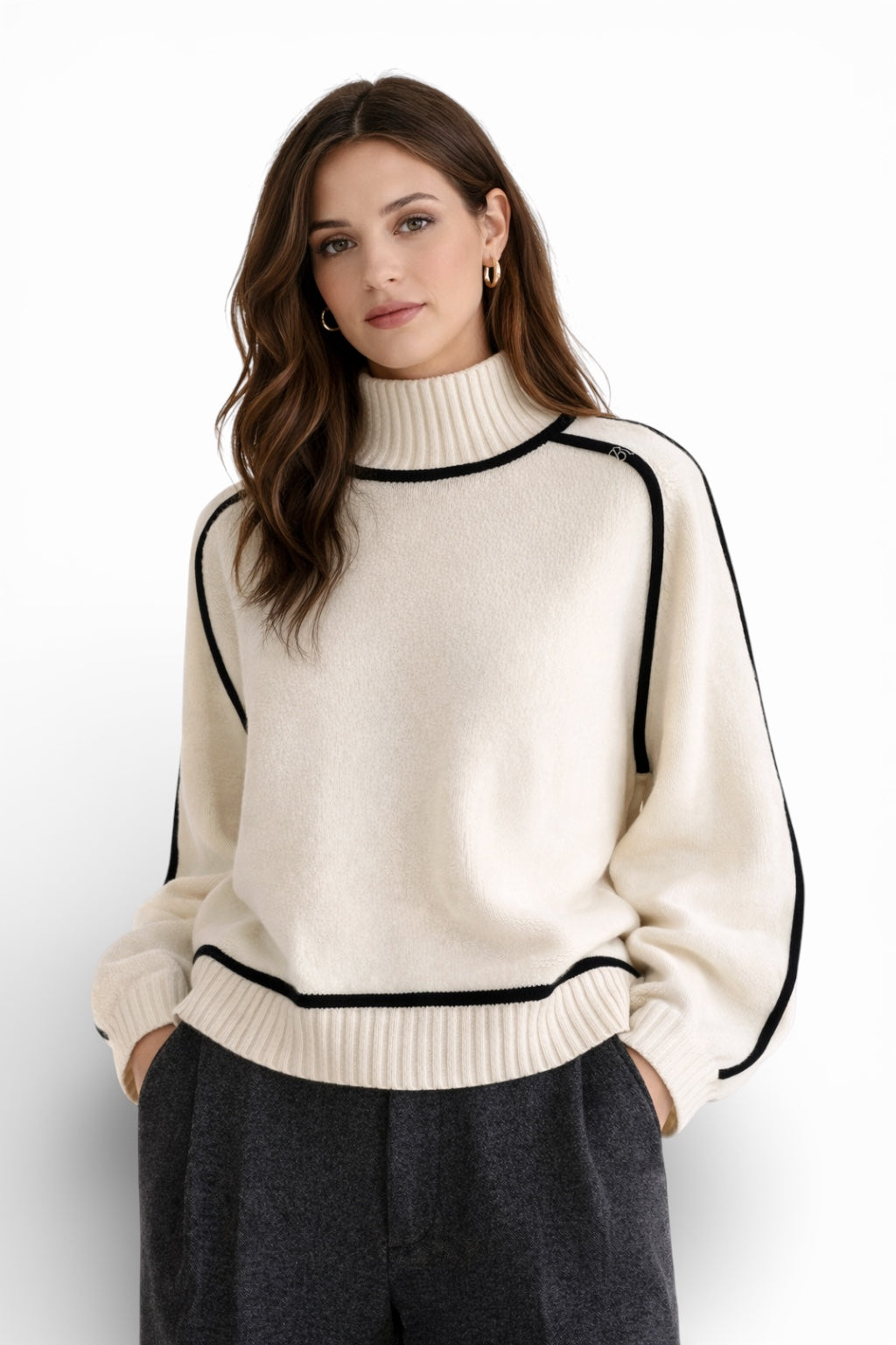 Women’s Knit Sweater High Neck Lightweight Stretch Elegant Fit
