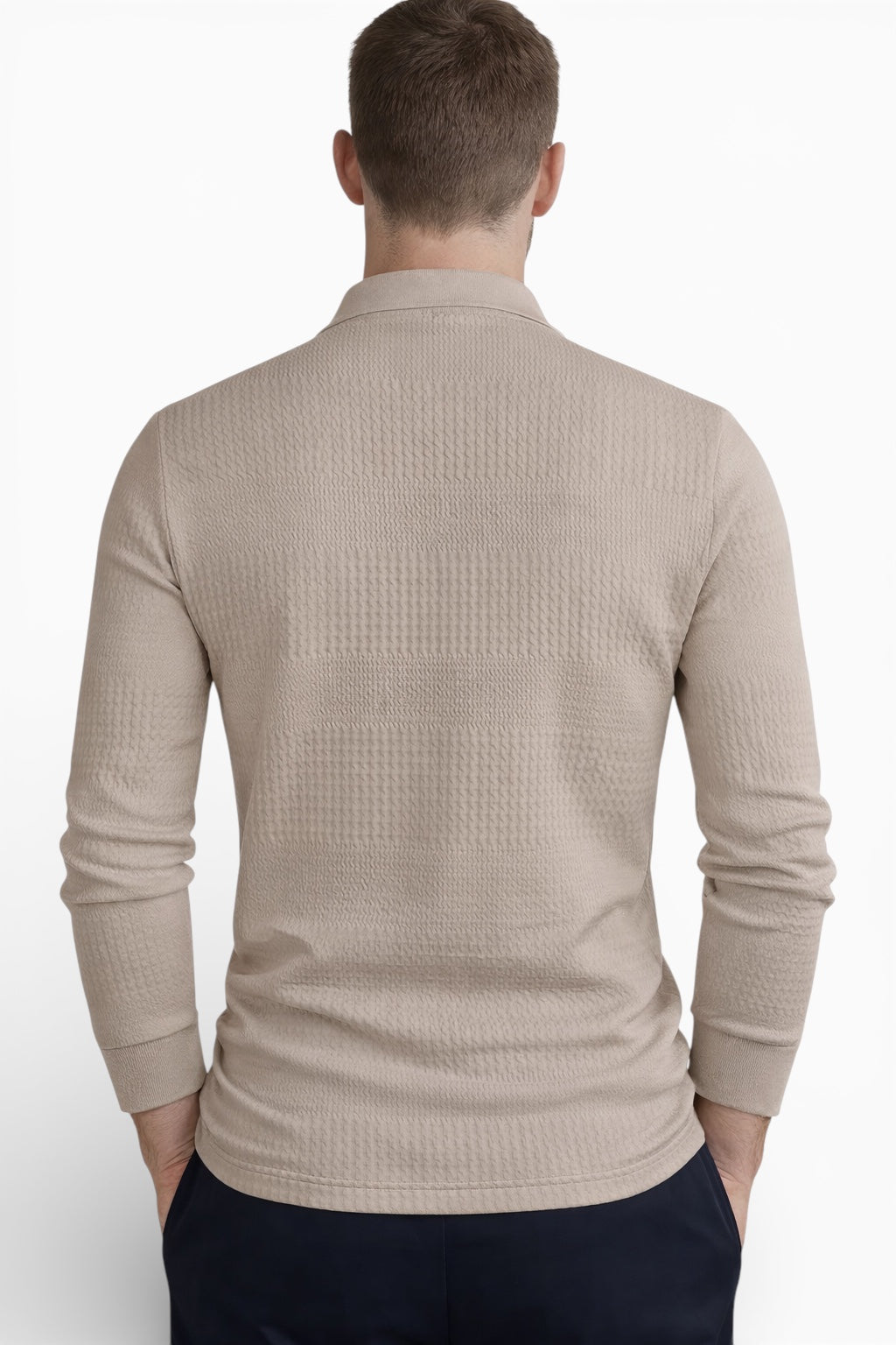 Knit Long Sleeve Polo Shirt in Polyester