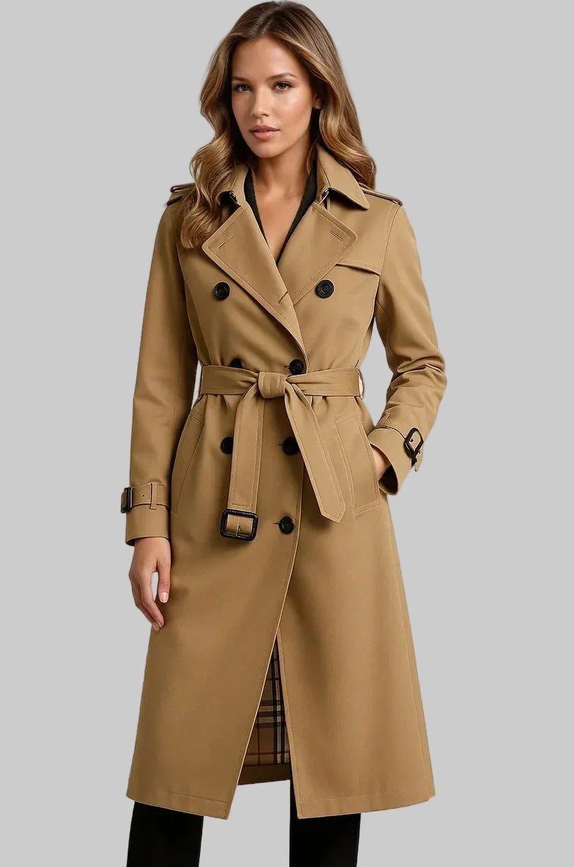 Women's Belted Double-Breasted Trench Coat