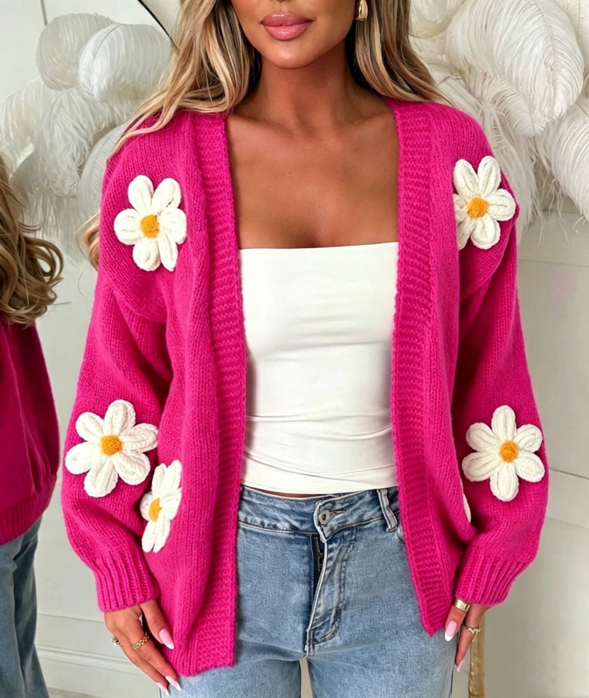Daisy Large Flower Cardigan