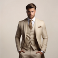 Men’s Breathable Three-Piece Wedding Suit – Tailored Spring Formalwear with Jacket Waistcoat and Trousers