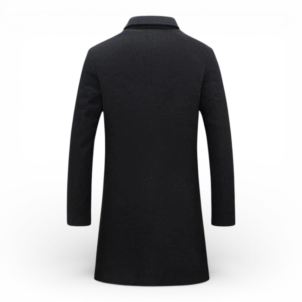 Men’s Long Wool Overcoat – Premium Wool Blend, Classic Winter Style