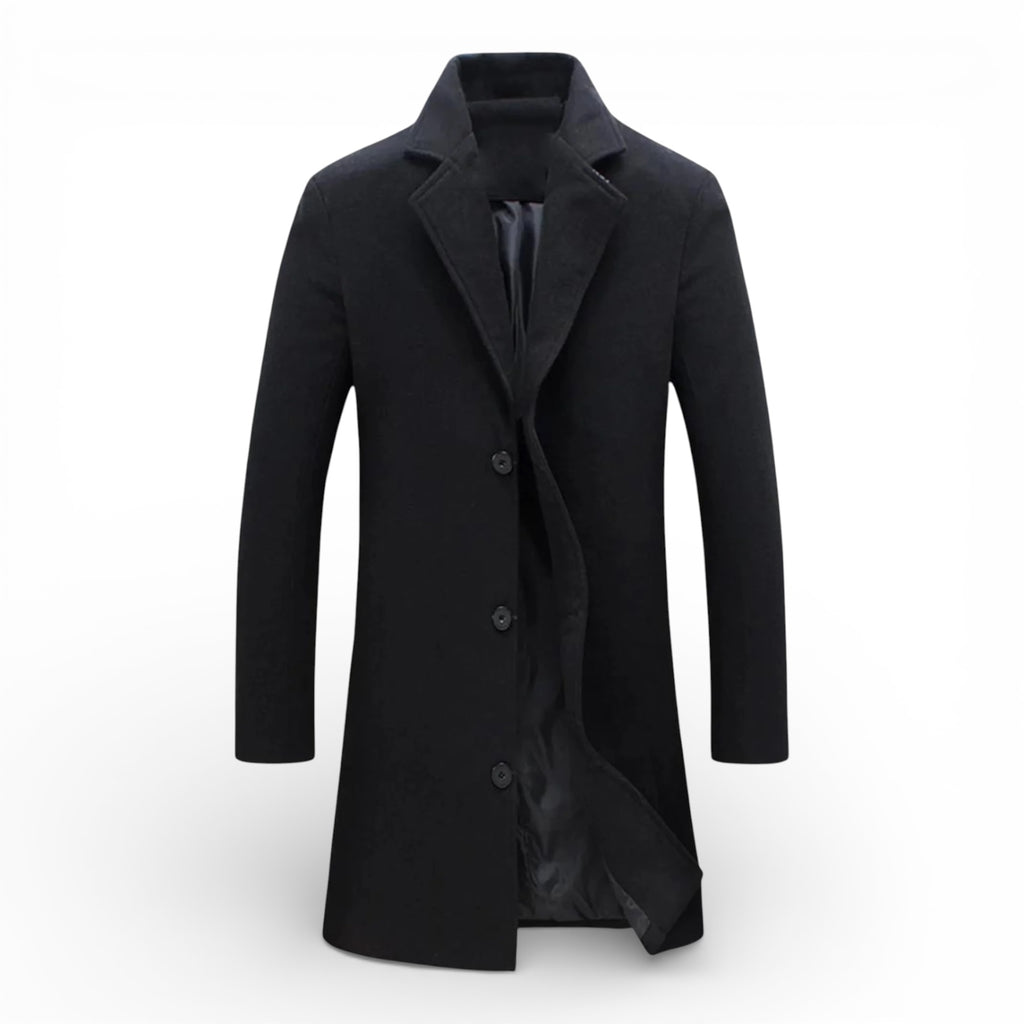 Men’s Long Wool Overcoat – Premium Wool Blend, Classic Winter Style
