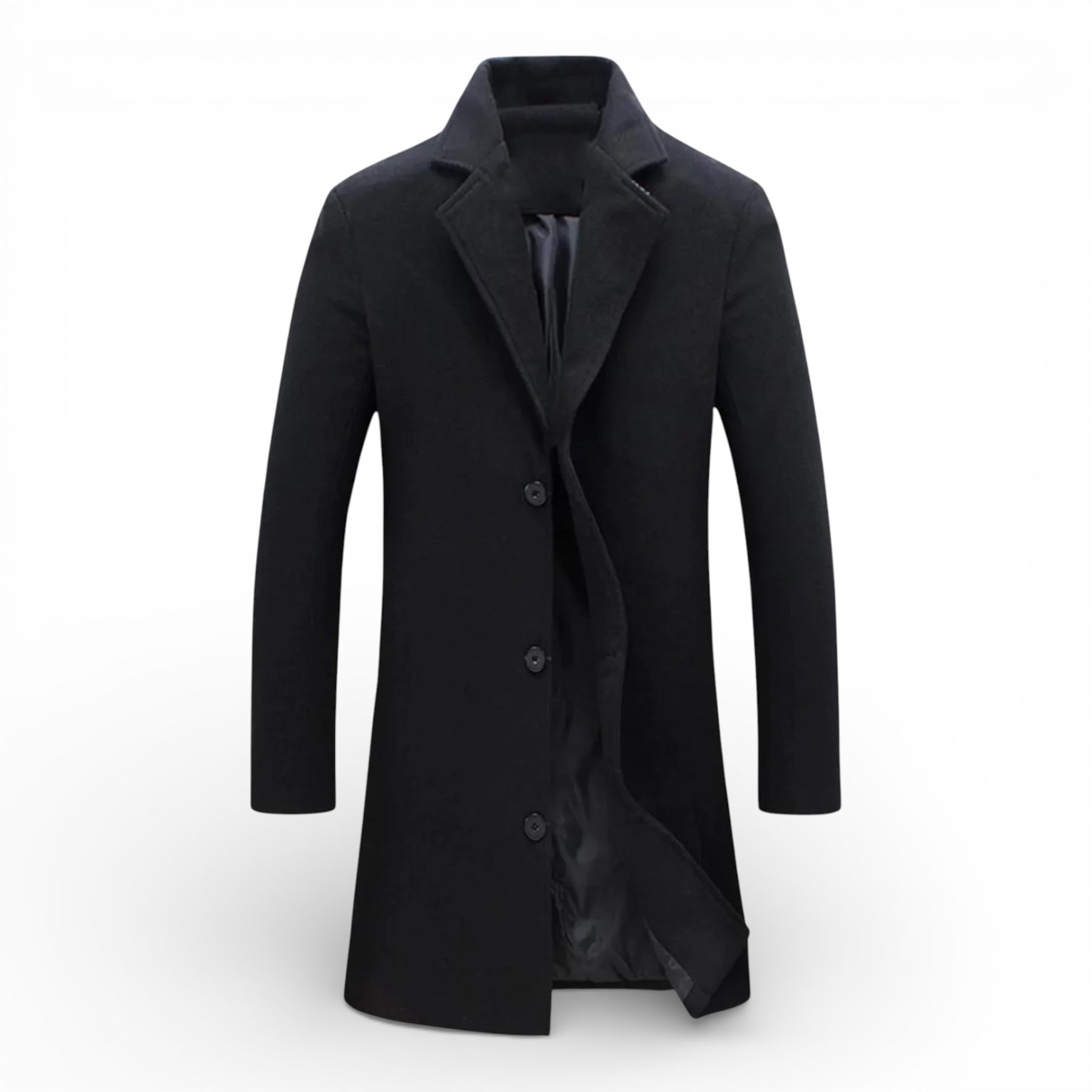 Men’s Long Wool Overcoat – Premium Wool Blend, Classic Winter Style