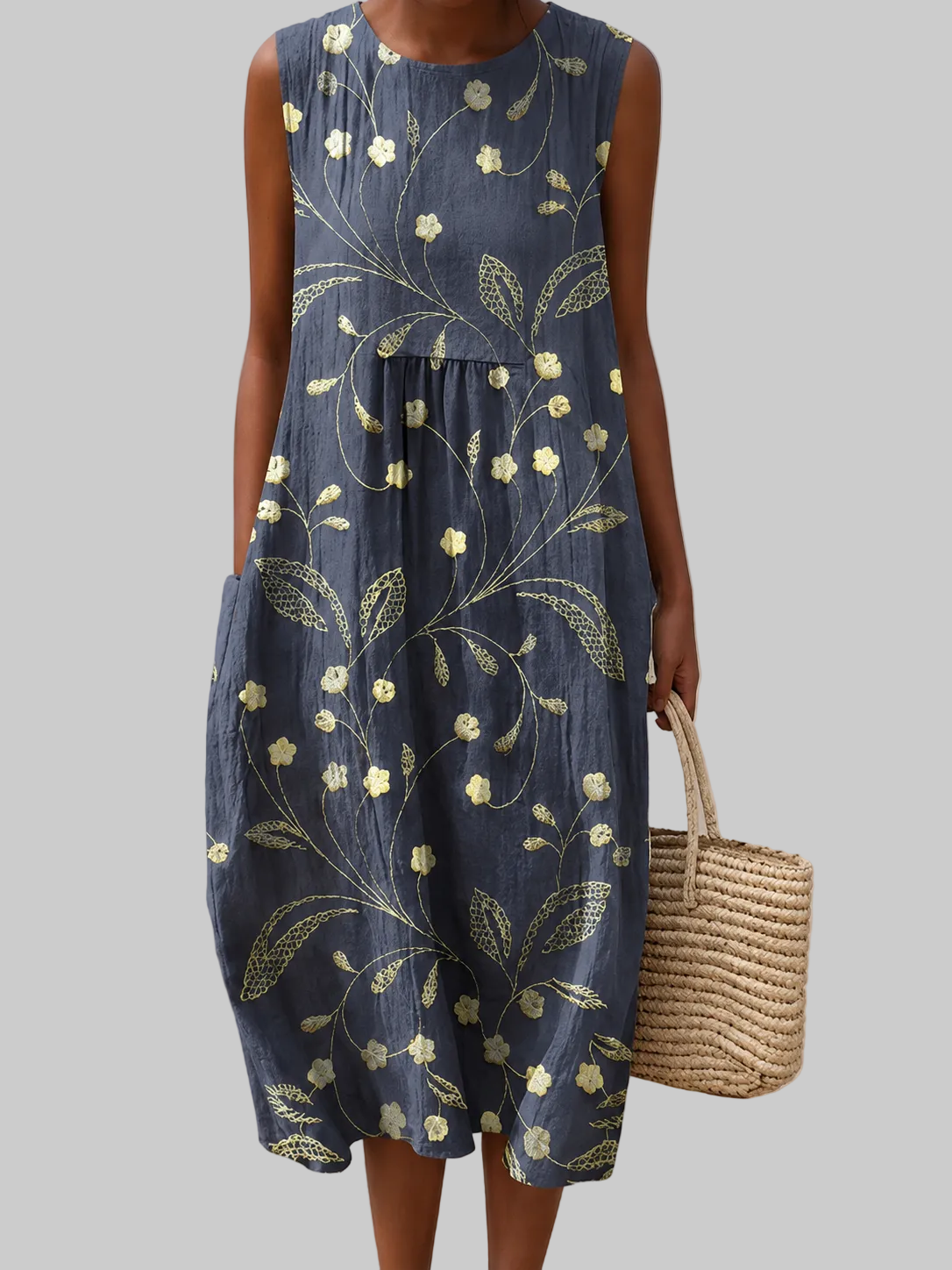 Lorena | Floral Sleeveless Midi Dress