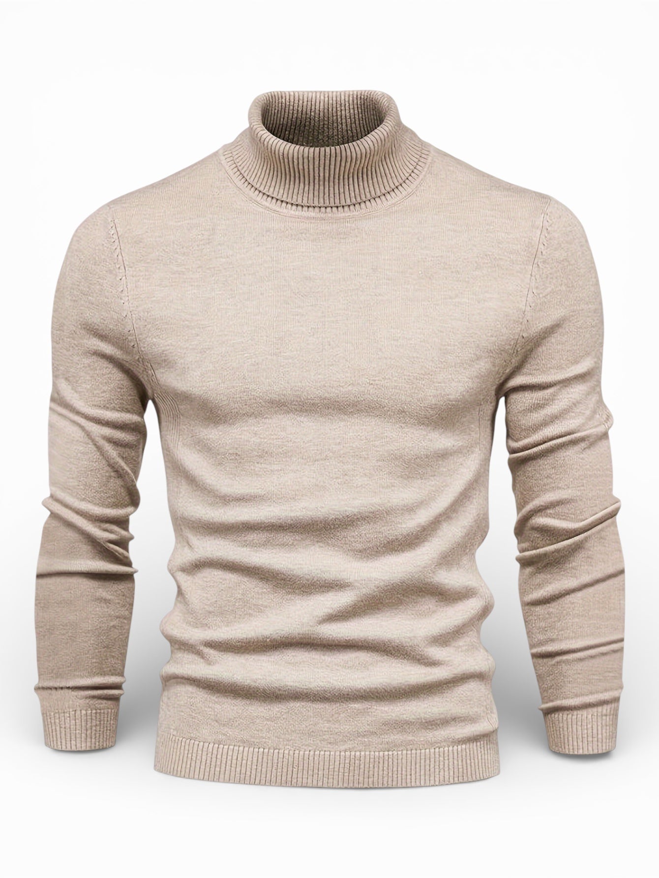 Mock Neck Sweater Premium Cotton Slim Fit Men