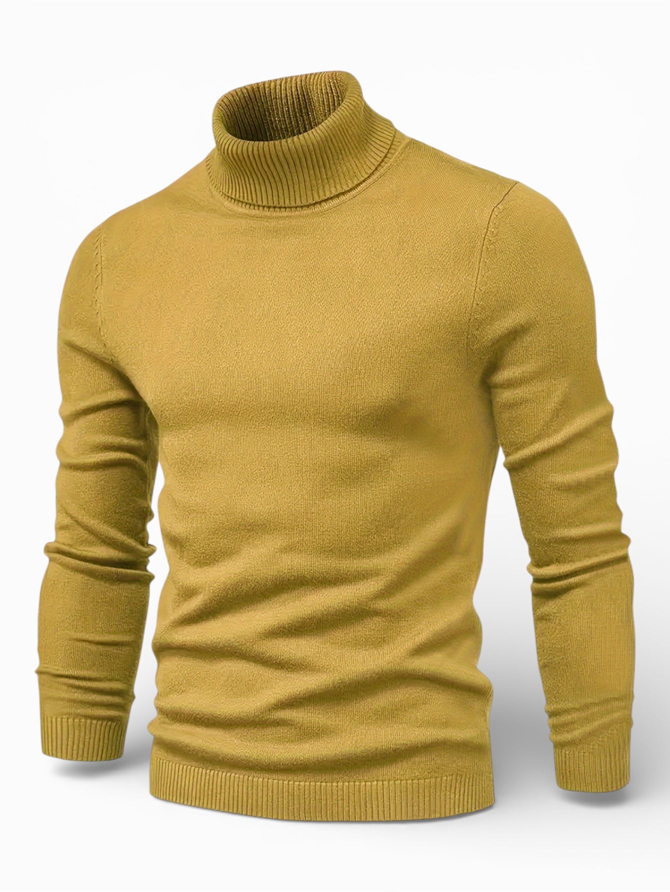 Mock Neck Sweater Premium Cotton Slim Fit Men