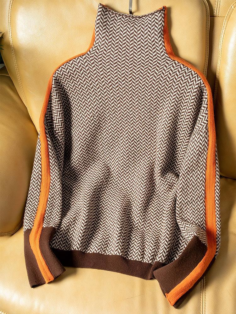 Agnes | Herringbone Roll Neck Jumper